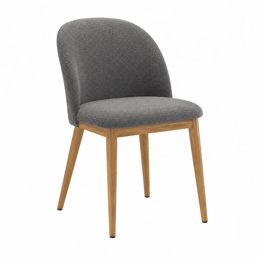 Sedia da pranzo imbottita 50 cm x 55 cm x 82 cm in tessuto grigio con struttura in legno naturale e schienale curvo