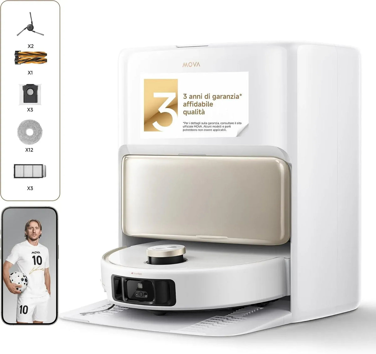 Robot aspirapolvere, MOVA V50, bianco, aspirapolvere robot