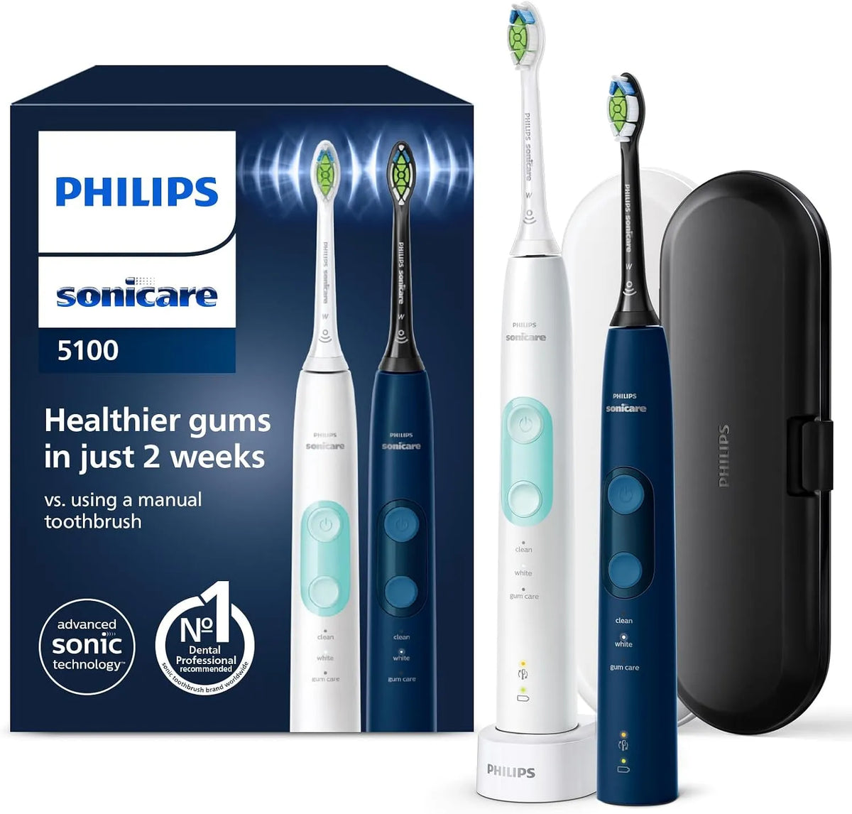 Philips HX6851/34 sensore, spazzolino da denti ricaricabile, timer, pannello IPS, bianco