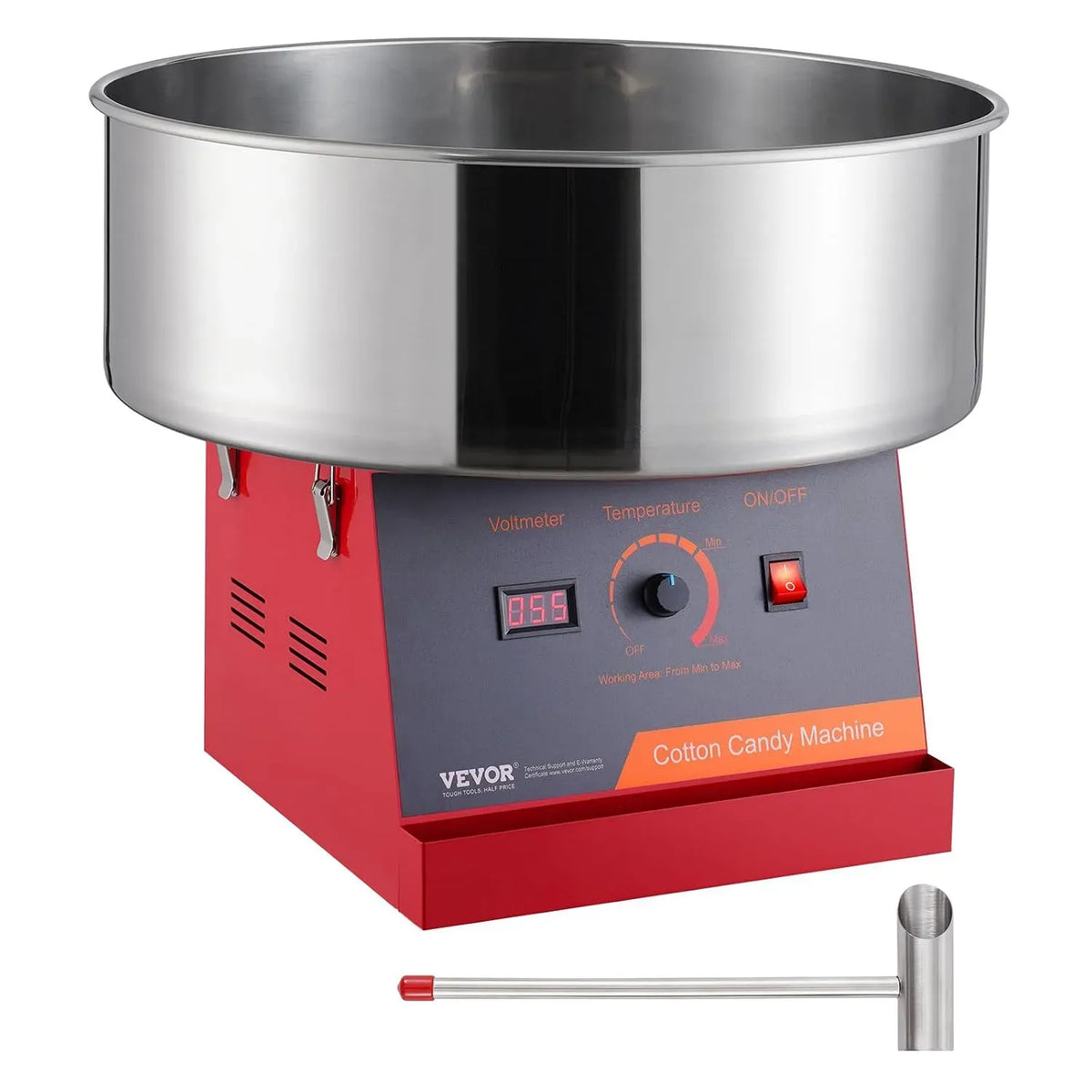 VEVOR Macchina, 1000 W, professionale, acciaio inox, rosso, per Zucchero