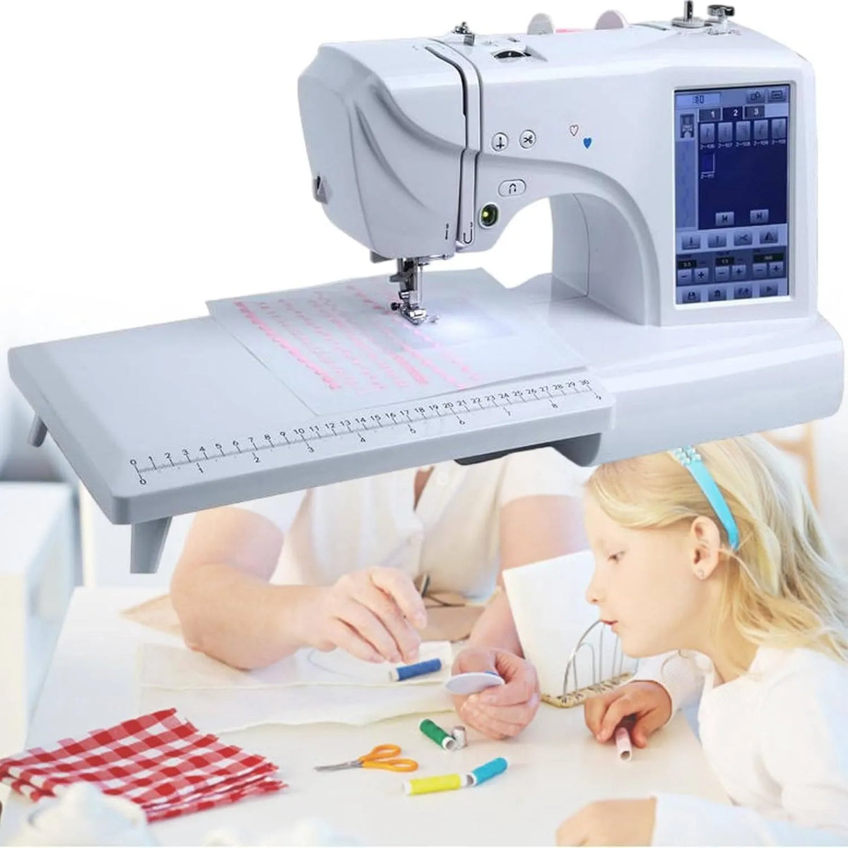 Macchina da Cucire, Macchina da Ricamo, Tavolo, macchina per cucito elettrica, ricamatrice elettrica, touch, display LCD