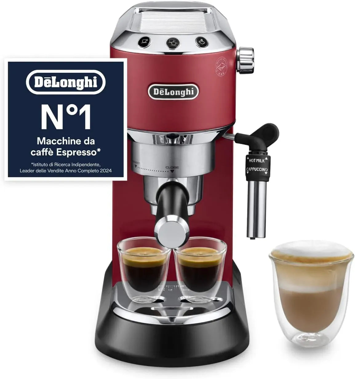 De'Longhi EC685.R Montalatte, 1 L, cappuccinatore, ampio serbatoio, rosso