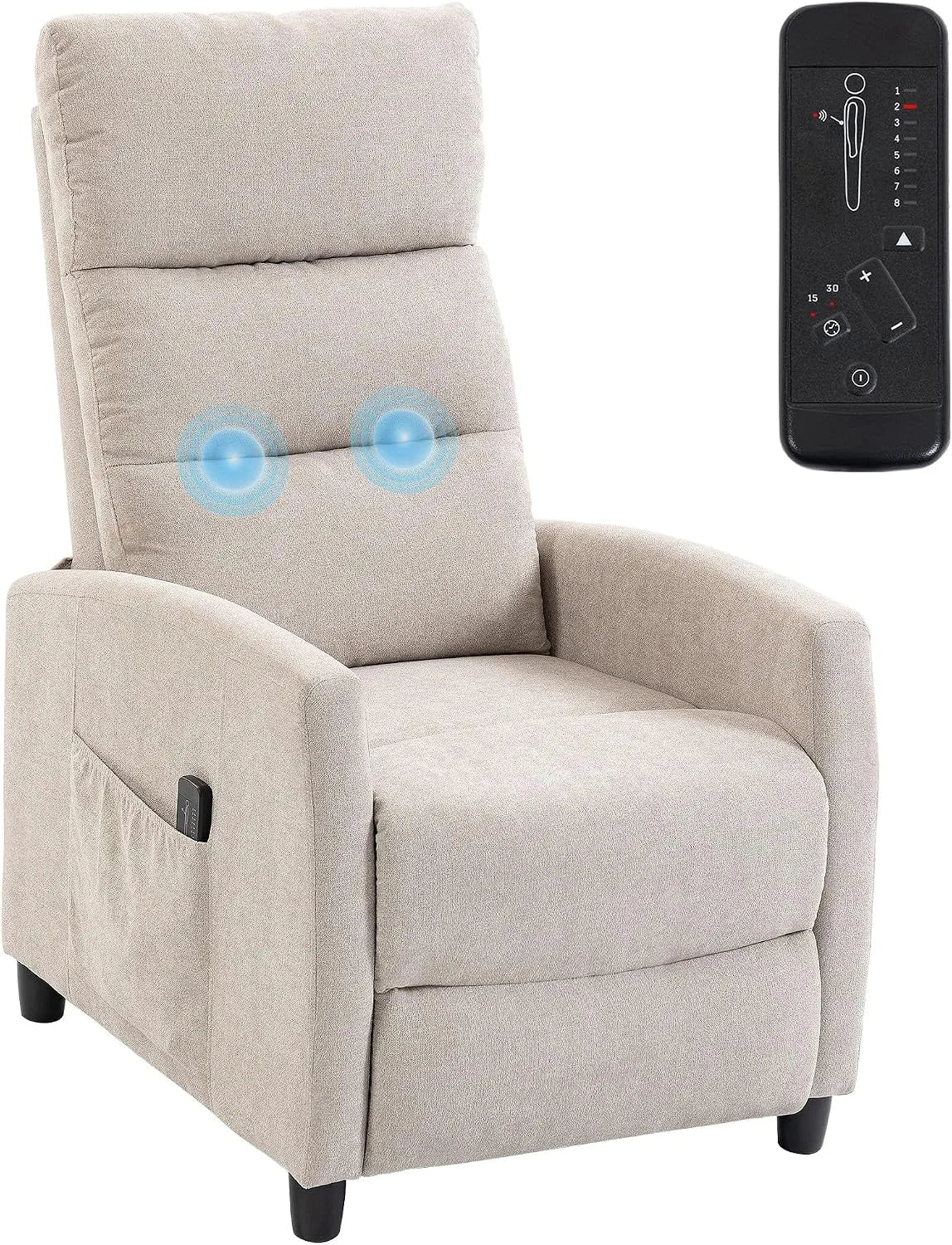 Poltrona relax con massaggio, HOMCOM, Poltrona Massaggiante Reclinabile Manuale 160°