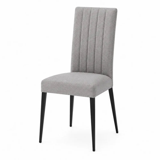 Sedia da pranzo imbottita schienale alto tessuto poliestere struttura in acciaio verniciato nero gambe metalliche inclinate grigio chiaro 88 cm x 46 cm x 55 cm