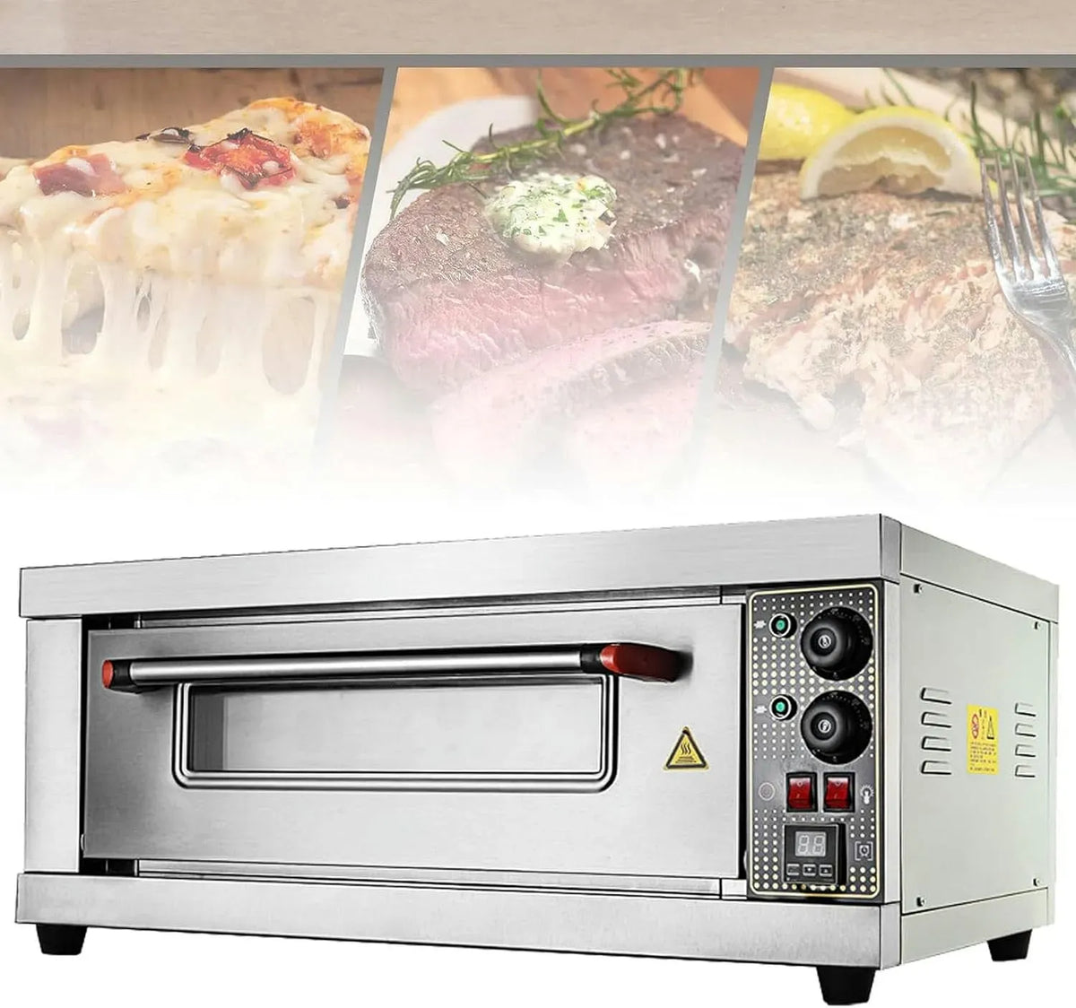 Forno elettrico per pizza, 3200 W, 50 a 400 °C, portatile, esterno, professionale, acciaio inox