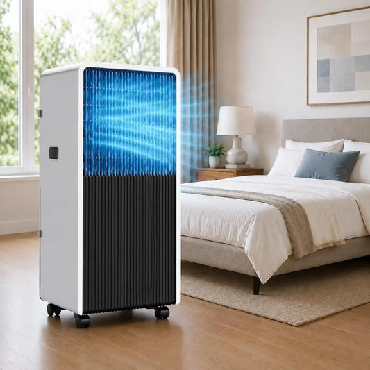 Condizionatore BTU 3200W, 3200 W, portatile, ruote di trasporto, Flusso Ampio 120°