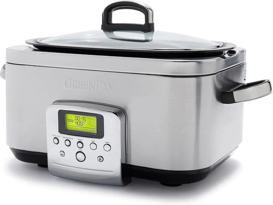 8-in-1 Cooker, 6 L, vapore, rivestimento antiaderente, rimovibile, acciaio inox, GreenPan