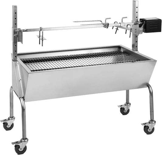 2-in-1 Barbecue, Griglia, Grill, portatile, ruote di trasporto, acciaio inox, Giardino, OneConcept