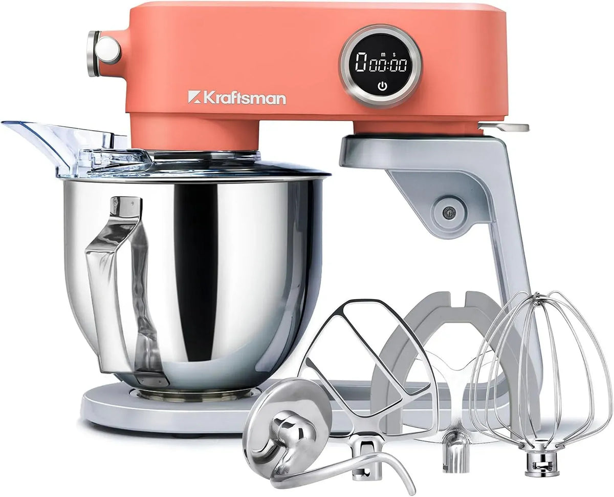 Robot da cucina, 5 L, 800 W, timer, professionale, acciaio inox, Impastatrice Professionale con 4 Fruste in Acciaio Inox, 8 Velocità con Timer