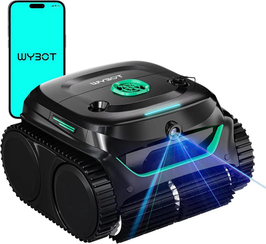 robot pulitore per piscina, Batteria, Filtro, 210 m, senza fili, verde, per Piscine interrate 210 m², WYBOT