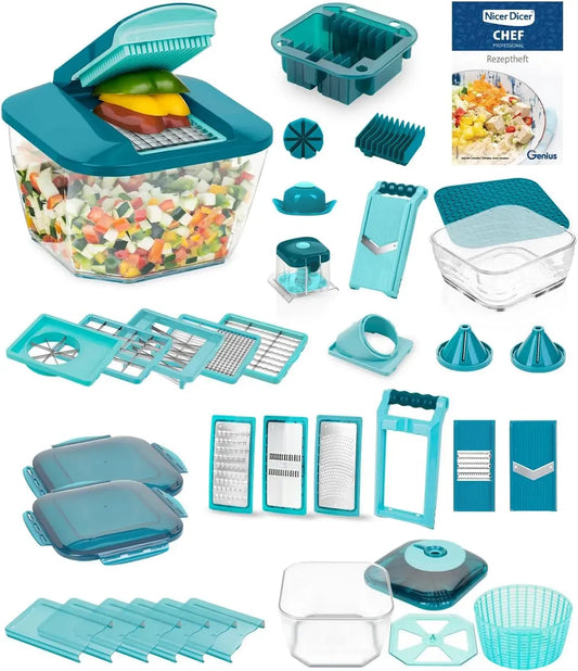 Affettatrice, contenitore, affettatrice per alimenti, 5,2 L, 2,8 l, 39 pezzi, vetro, per verdure