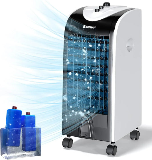 Raffrescatore evaporativo, 4 L, COSTWAY, 3 velocità, ampio serbatoio, 3 velocità e serbatoio dell'acqua da 4 l, 3 modalità