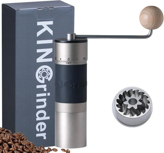 【Argento】KINGrinder K6 macinacaffè manuale manico dritto inox
