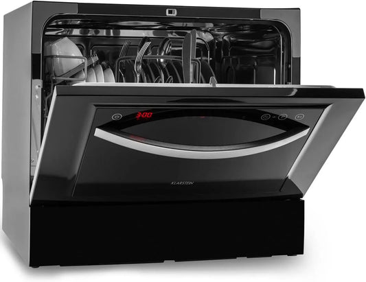 Klarstein Lavastoviglie, 1380 W, 6 programmi, classe energetica A, nero, 6 coperti