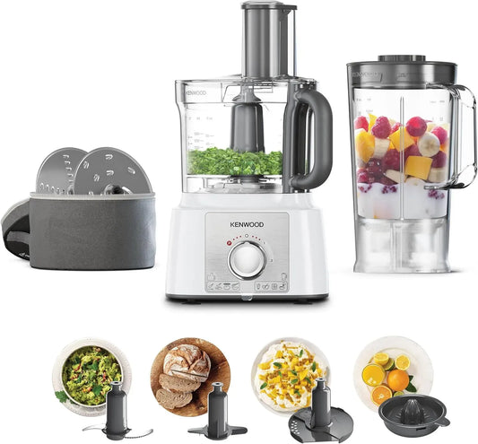 Kenwood FDP65.450WH Robot da cucina, 3 L, 1000 W, bianco, 2 Velocità Più Pulse, Ciotola di Capacità 3 L