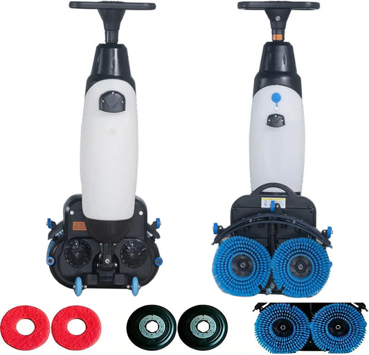 Lavasciuga, 43 cm, 18 kg, lavatrice/asciugatrice, professionale, autonomia di 90-120 minuti, ideale per supermercati, doppia spazzola da 43 cm