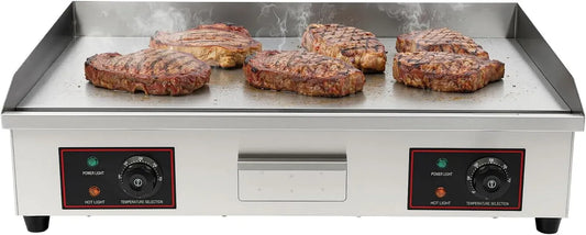Padella grill, 73 x 40 cm, acciaio inox, superficie liscia XL: 73 x 40 cm, griglia elettrica in acciaio inox