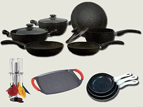 BATTERIA, 20 PEZZI, BATTERIA IN, PIETRA, PIETRA LAVICA BAVARIA CON PADELLE