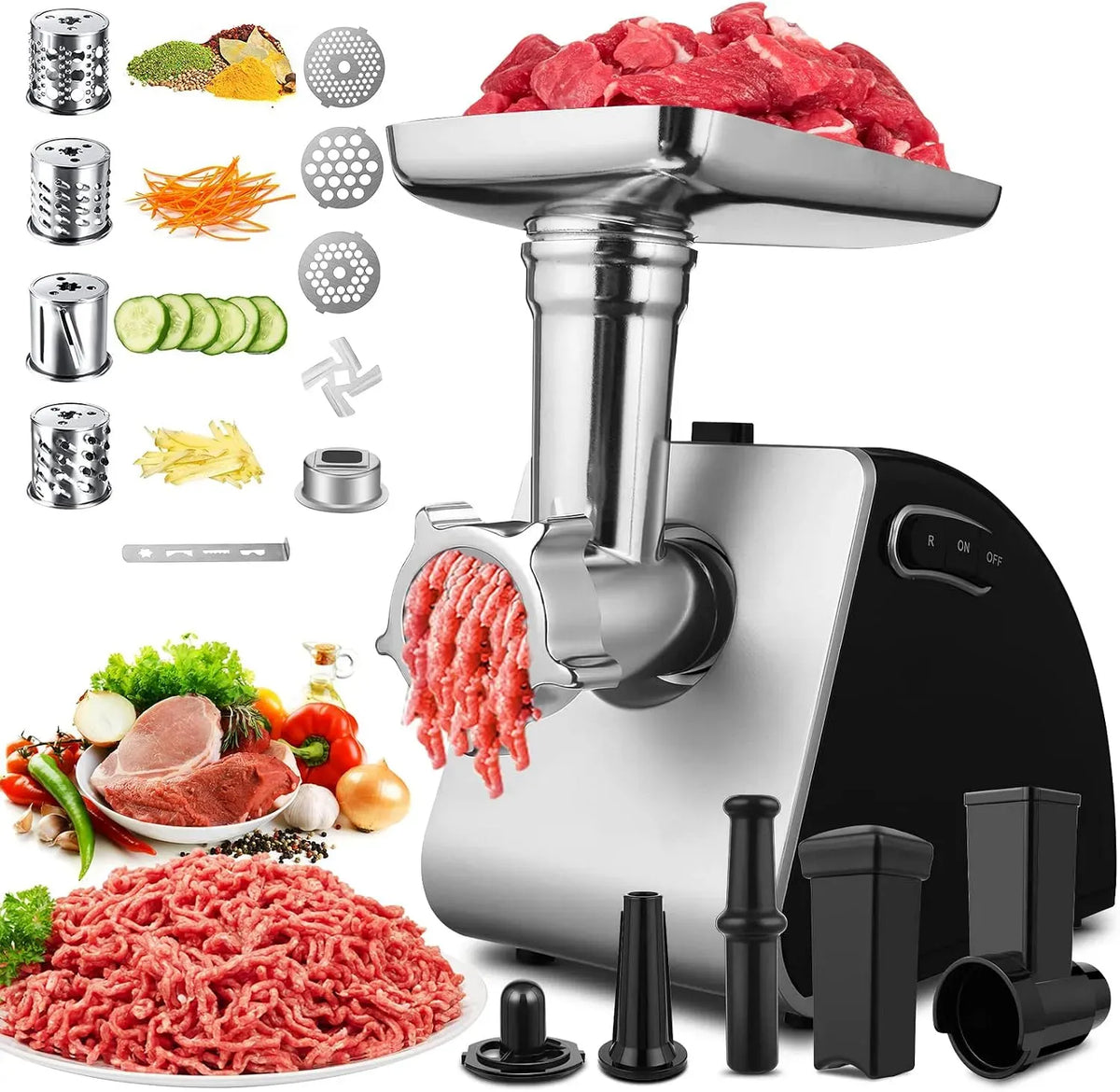 Tritacarne Elettrico 2000W 5 in 1 dotato di Tagliaverdure