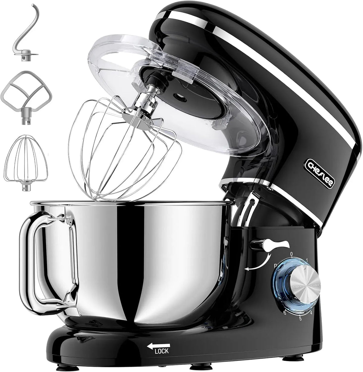 Robot da cucina, 6.2 L, 2000 W, CHeflee, professionale, acciaio inox, 6 Velocità Impastatrice Professionale