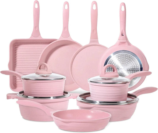 set di pentole e padelle, Batteria, rivestimento antiaderente, 23 Pezzi, per La Cucina, JEETEE