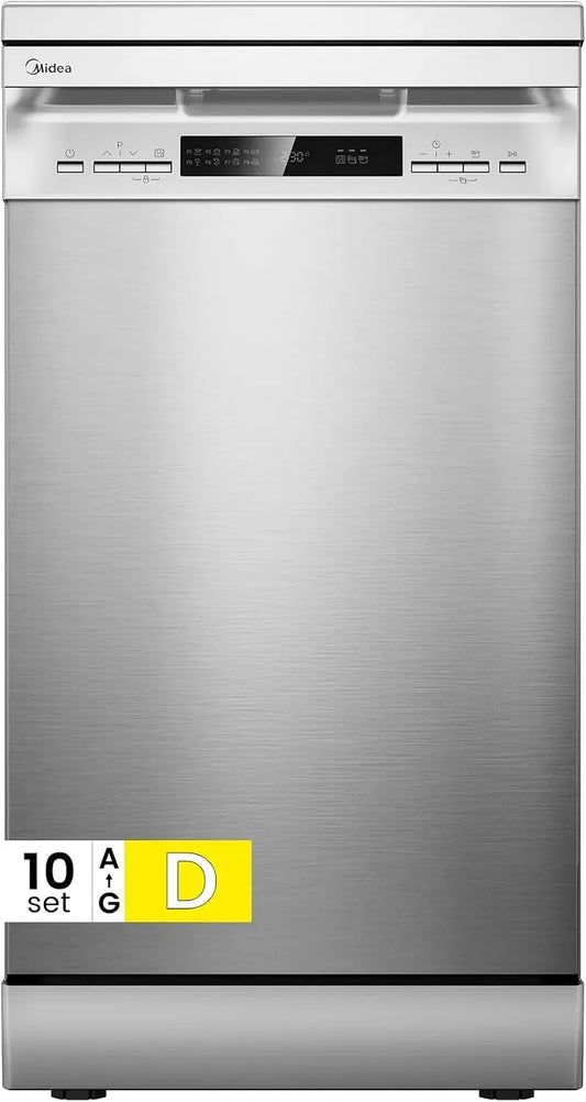 Lavastoviglie, 8 programmi, Midea MFD45S200X.1-IT, libera installazione, acciaio inox, Display a LED