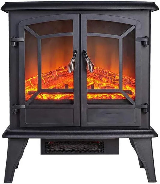 Stufa per Camino Elettrico, per Fiamma realistica e Tronchetti Design Vintage per casa e Ufficio, caminetto Portatile da 23 Pollici dotato di
