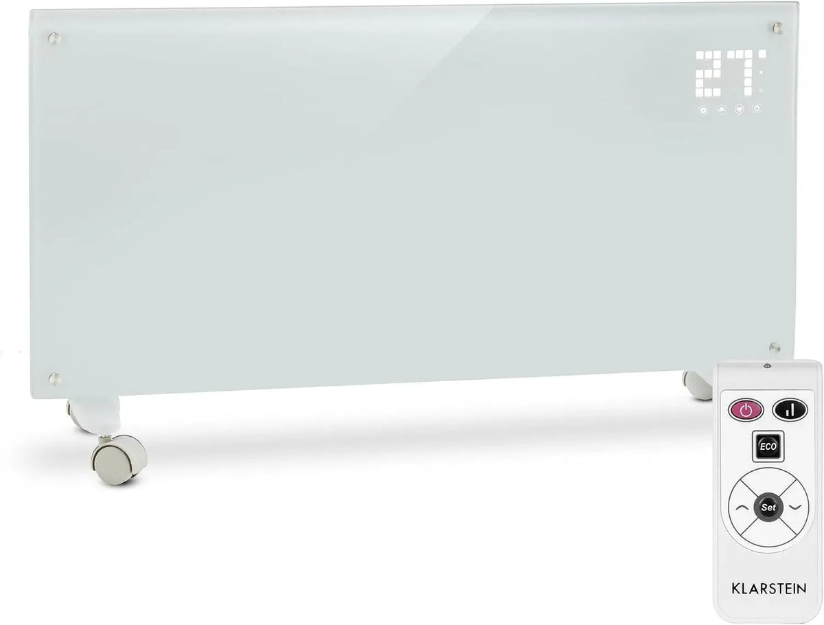 Klarstein Stufa Elettrica Basso Consumo, Termoconvettore con Rotelle, per Stufetta per Casa, Stufa Elettrica 2000W, Termosifone Elettrico Portatile