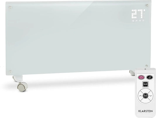 Klarstein Stufa Elettrica Basso Consumo, Termoconvettore con Rotelle, per Stufetta per Casa, Stufa Elettrica 2000W, Termosifone Elettrico Portatile