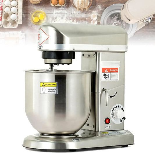 StainlessSteel, Frusta e Gancio per impastare, per Impastatrice planetaria Professionale, 3 velocità, Ciotola per impastare da 10 Litri, impastatrice
