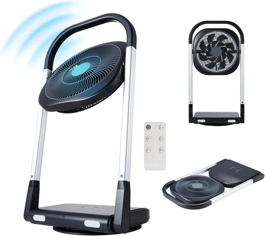 Ventilatore, portatile, Design Compatto e Portatile per Casa & Ufficio, 16 Pale, Rotazione 90°, 8 Velocità