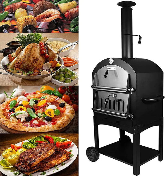 Forno elettrico per pizza, portatile, esterno, ruote di trasporto, portatile su ruote per cuocere in cortili