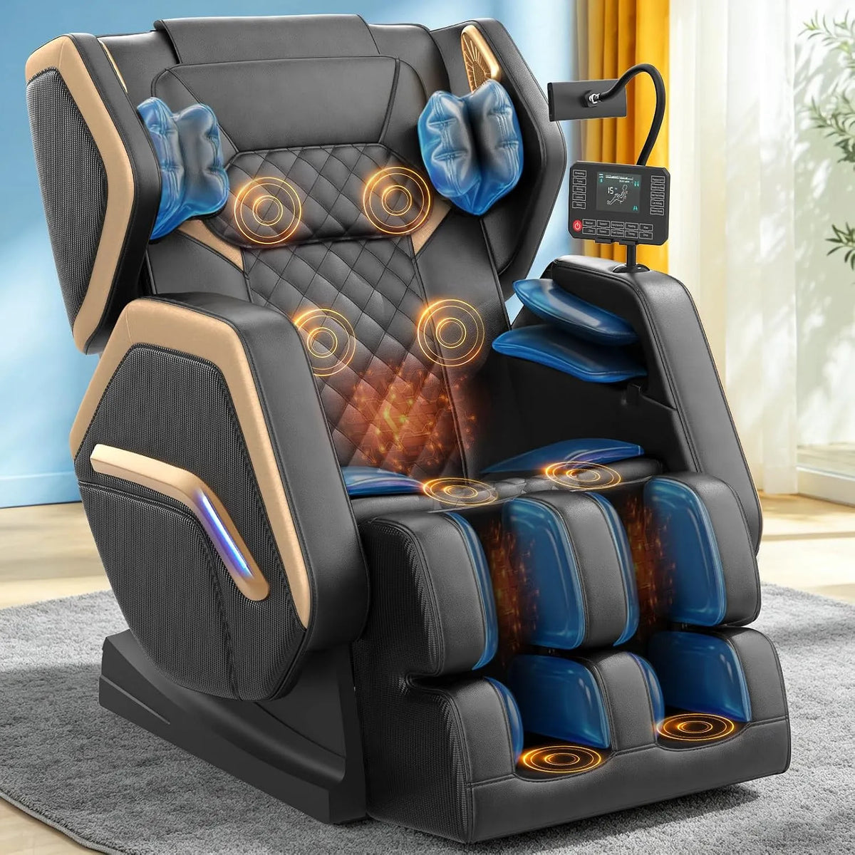 Poltrona relax con massaggio, Bluetooth, 14 punti di massaggio, altoparlante Bluetooth, 8 airbag