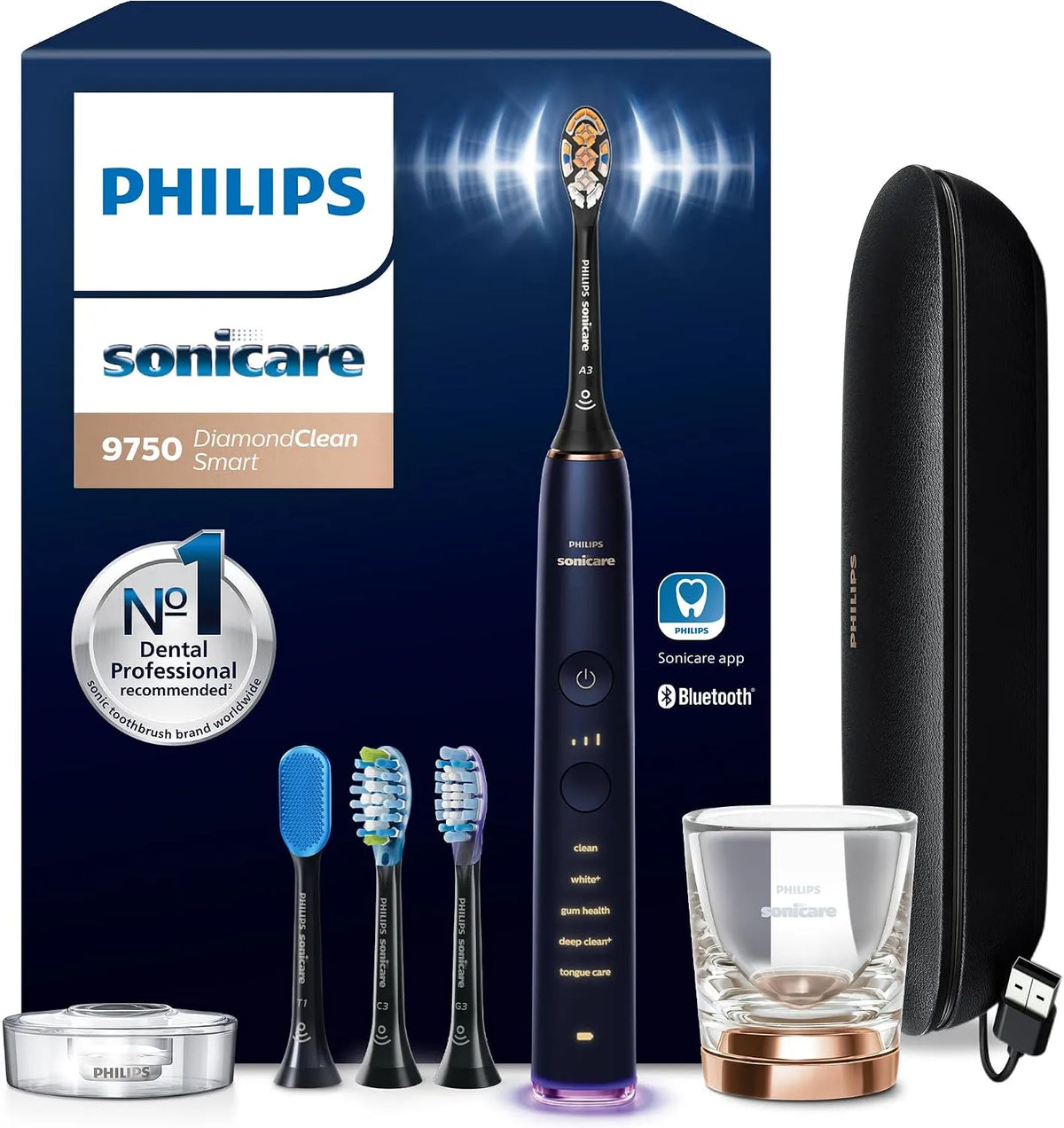 Philips Sensore, spazzolino da denti ricaricabile, 3 livelli, pannello IPS, blu