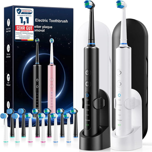 IPX7 spazzolino da denti ricaricabile, Batteria, IP65, per Adulti e Bambini 3 Intensità 5 Modalità Spazzolino E