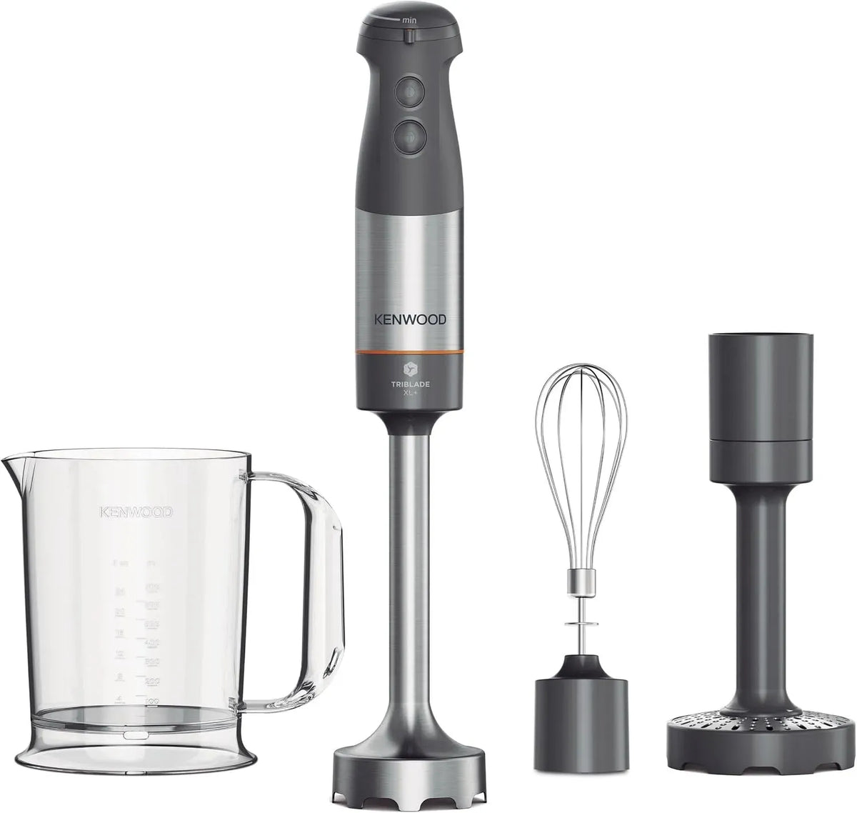 Kenwood 1000watt Frullatore, 0,75 L, 1000 W, acciaio inox, grigio, Schiacciaverdure e Bicchiere Graduato con Manico da 0,75L