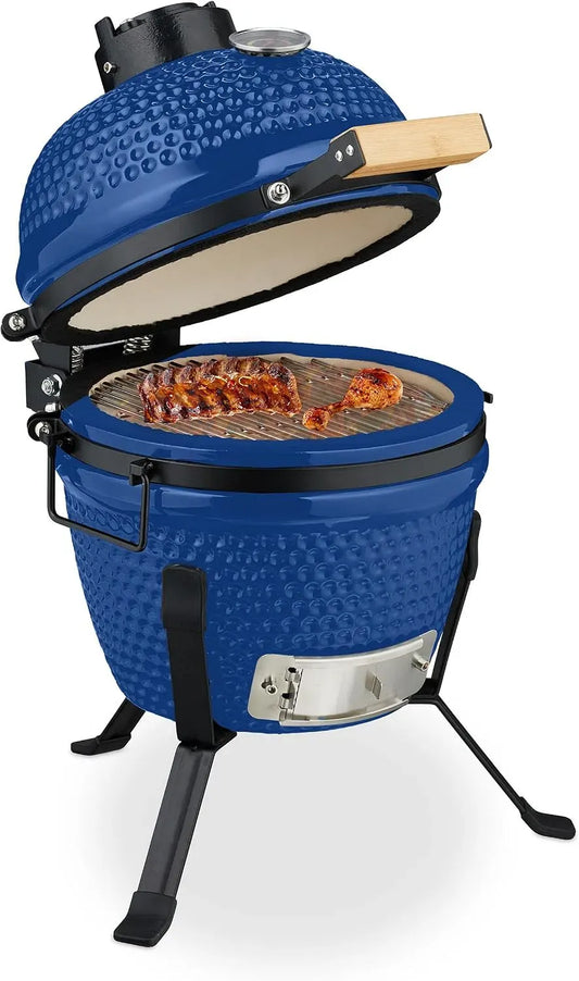 Barbecue, Griglia, 26 cm, esterno, Ceramica, Relaxdays Barbecue a Carbonella Stile Kamado