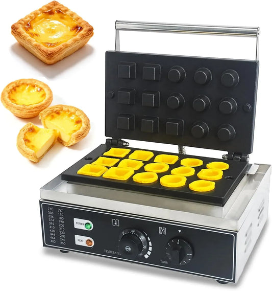 A 300 Macchina Per La, 1550 W, 50 a 300 °C, timer, professionale, rivestimento antiaderente, 15 Pezzi, per La Cottura Di Basi Per Crostatine Alluovo